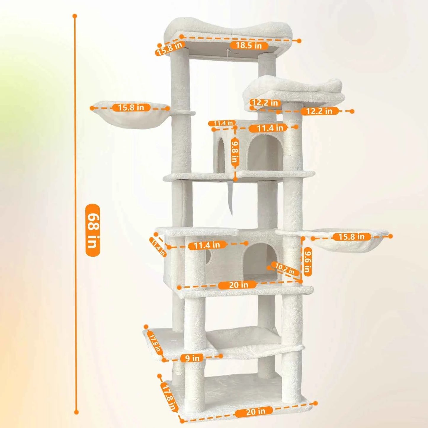 [Low stock] Modern Eco-Friendly Cat Climbing Frame MFD Material Durable Construction 4-Level Design Spacious Perch Hanging Toys Easy Cats