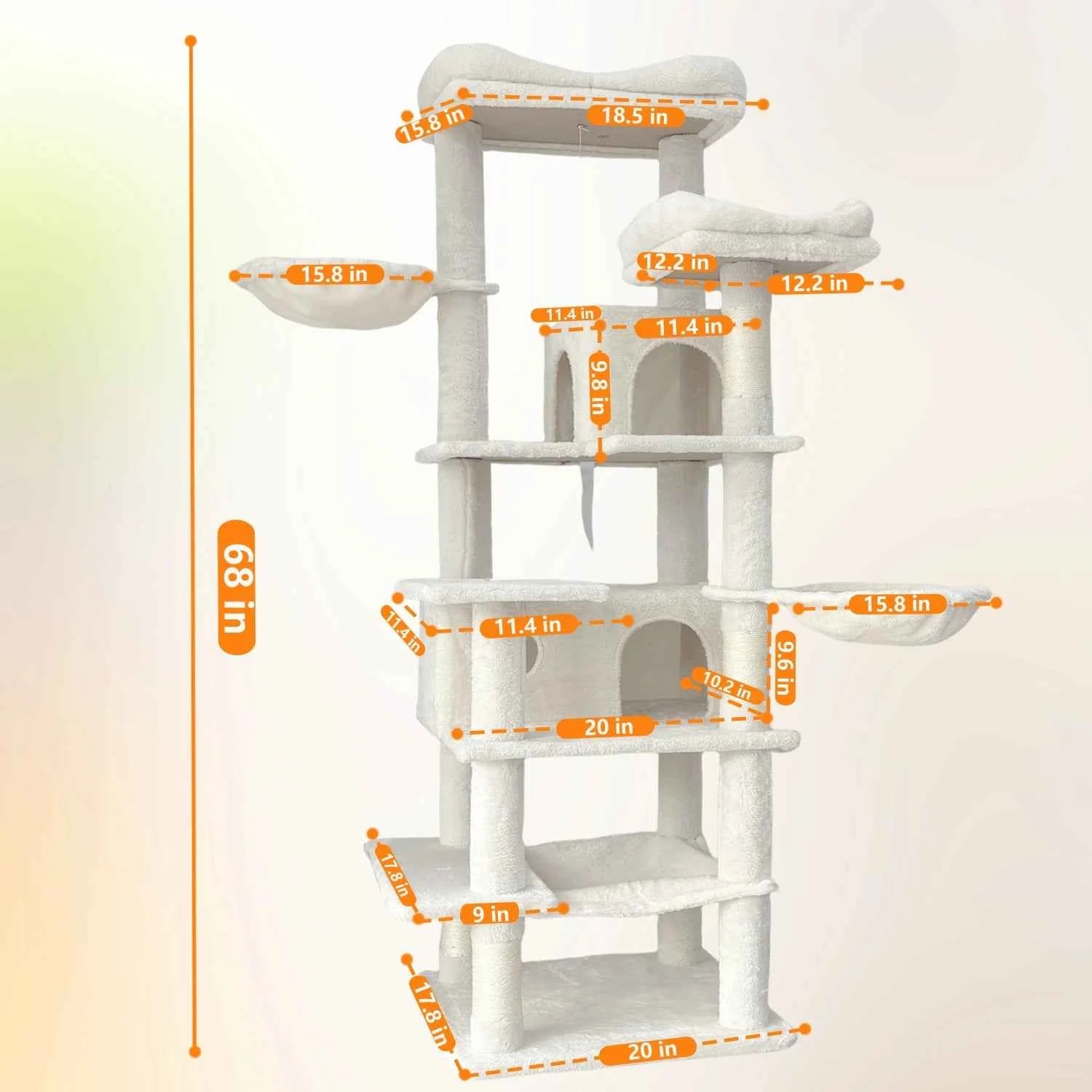 [Low stock] Modern Eco-Friendly Cat Climbing Frame MFD Material Durable Construction 4-Level Design Spacious Perch Hanging Toys Easy Cats