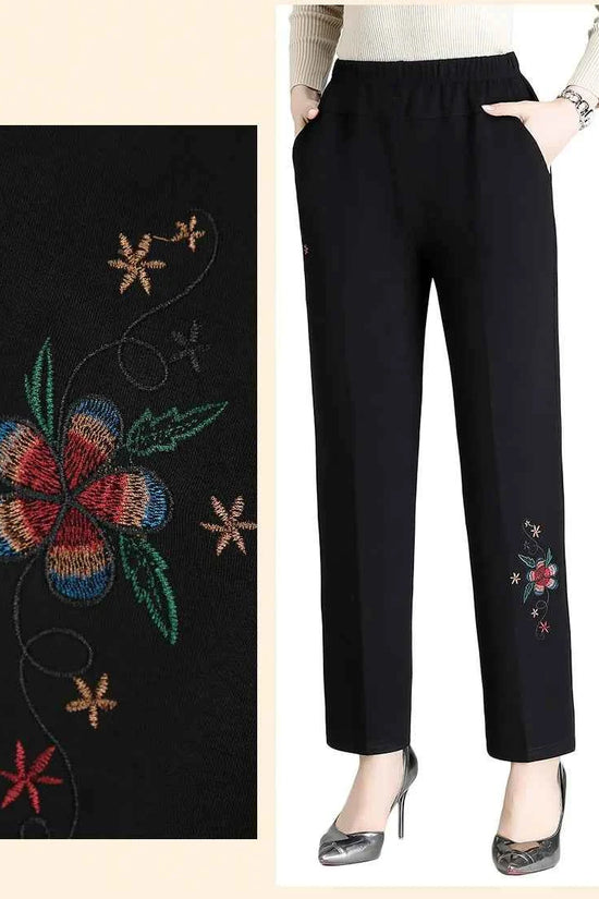 Extra Large Size XL-8XL Middle-aged Women Trousers Autumn New High Waist Elastic Casual Pants Winter Thick Velvet Warm Pants 282