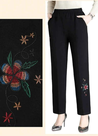 Extra Large Size XL-8XL Middle-aged Women Trousers Autumn New High Waist Elastic Casual Pants Winter Thick Velvet Warm Pants 282