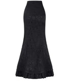 1pcs/lot Women Skirt vintage  Style Retro Mermaid Skirt Vintage Long Ruffle Slim Fishtail Skirt lace-up long print skirt - SS69