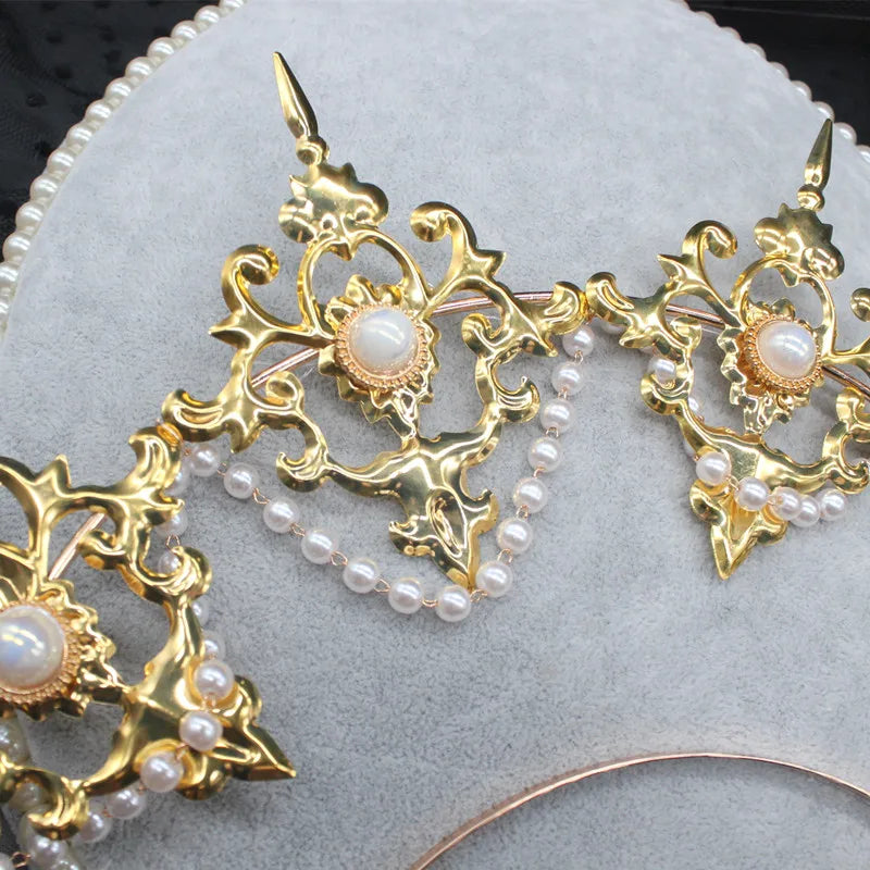 Baroque Gold Halo Headband Tiara - Lolita Vintage Goddess Style
