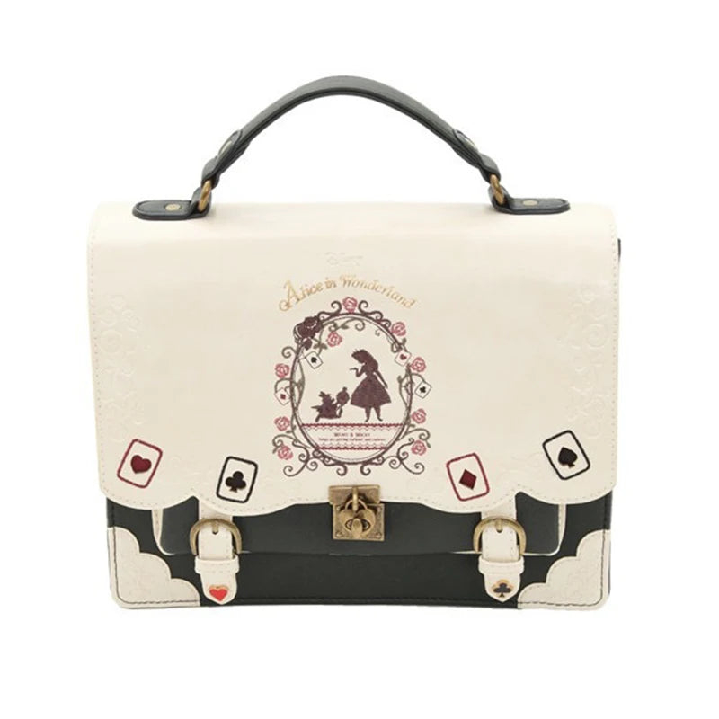 JIEROTYX Women Backpack Girl Alice Bag In Wonderland School Backpack Bag Women Handbags Bag Black Gothic Punk Style Hot Sale