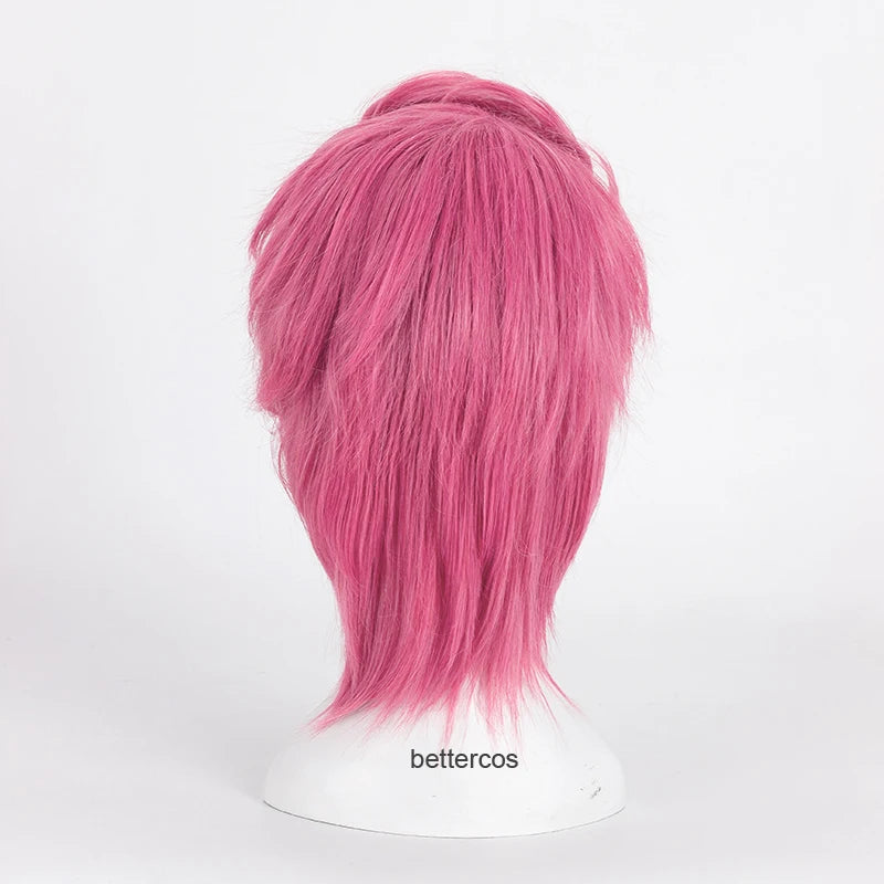 JoJo's Bizarre Adventure Golden Wind Trish Una Cosplay Wig Pink Short Heat Resistant Synthetic Hair Wig + Wig Cap