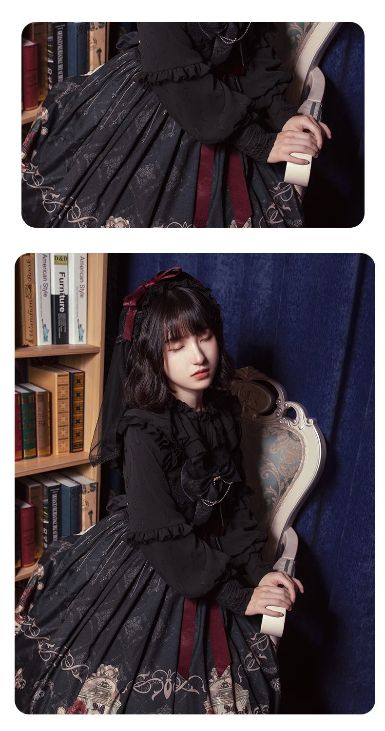 Vintage Lolita Jk Dress Women Black Gothic Bow Ruffles Party Camis Dress Japanese Kawaii Vacation Victorian Sleeveless Vestidos SS69