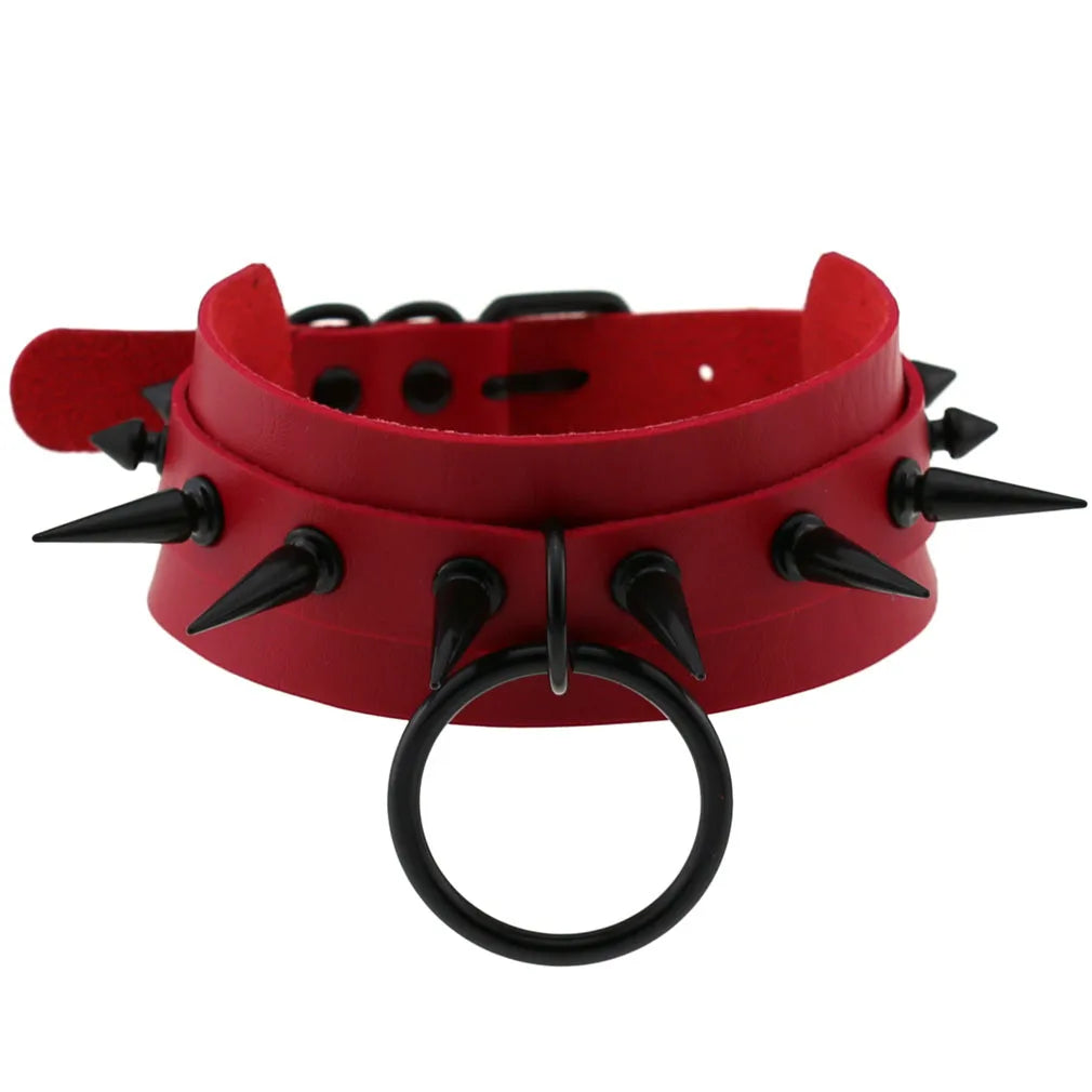 Punk Black Metal Tassel Red Choker Necklace Sexy Spiked Neck Strap Clavicle Collar Men Necklaces Hollween Women Y2K Jeweley Gift SS69