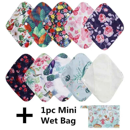 10pcs Reusable Waterproof Bamboo Fiber Pads Menstrual Cloth Sanitary Pads Feminine Maternity Hygiene Panty Liner