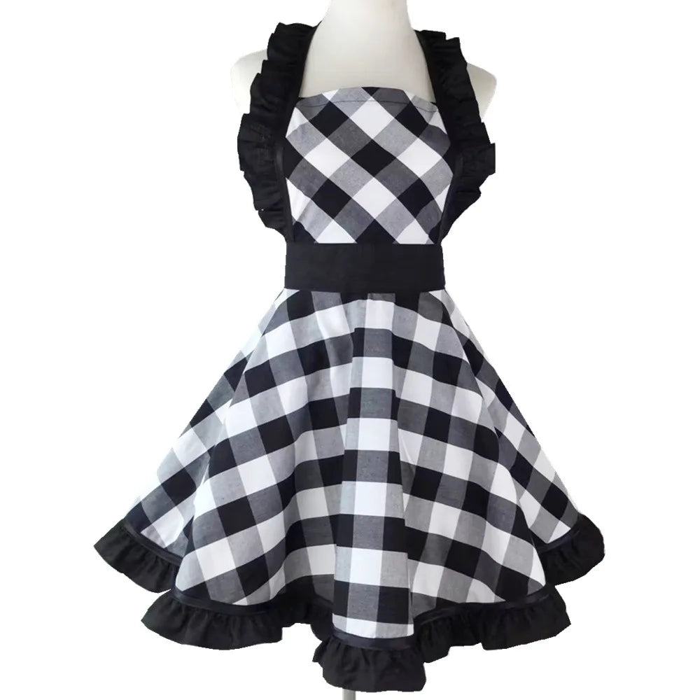SS69 Cotton Princess Apron for Women, Oilproof Kitchen Cooking Waist Apron