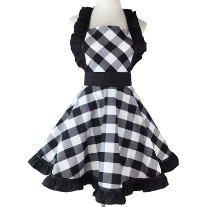 SS69 Cotton Princess Apron for Women, Oilproof Kitchen Cooking Waist Apron