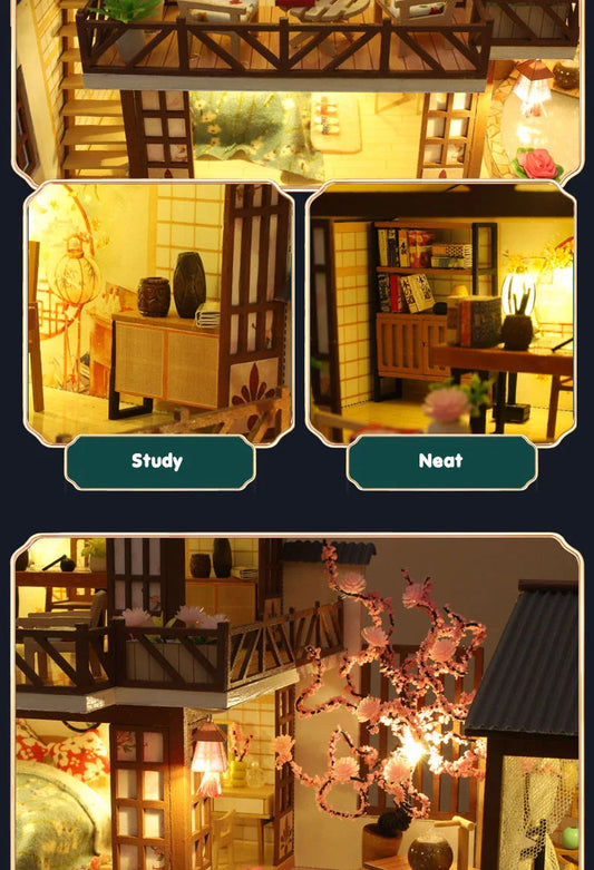 Doll House Wooden Furniture Diy Dollhouse Miniature Puzzle Assemble Miniatures Dollhouse Kits Educational Toys For Children Gift SS69