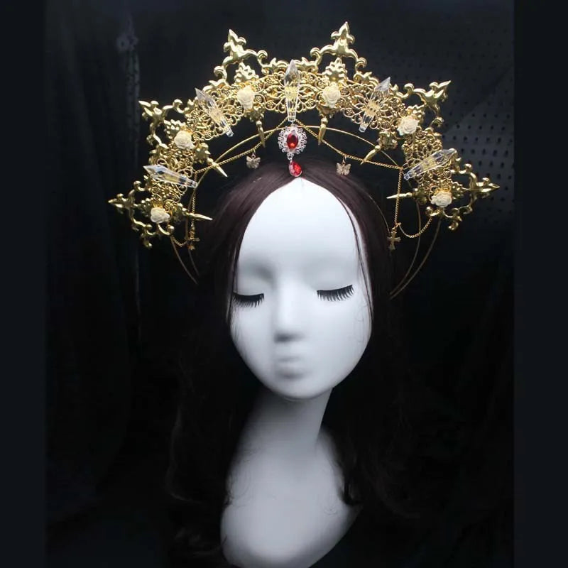Baroque Gold Halo Headband Tiara - Lolita Vintage Goddess Style