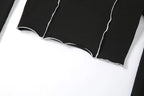 Patchwork Black T-shirts Gothic One Shoulder Sleeve Y2k Crop Tops Ruffles Hem Hip Hop Techwear Women Tees - SS69