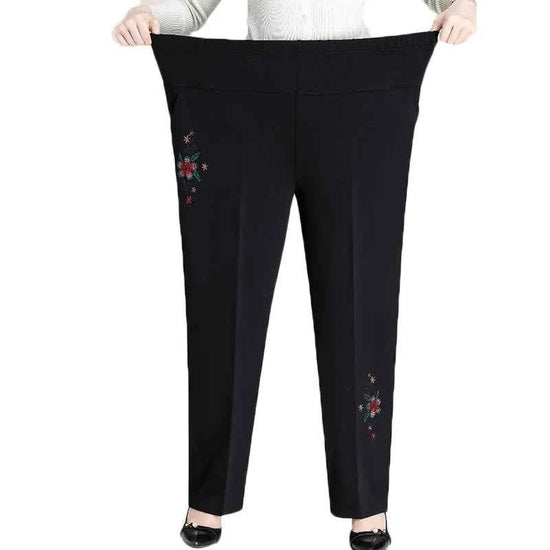 Extra Large Size XL-8XL Middle-aged Women Trousers Autumn New High Waist Elastic Casual Pants Winter Thick Velvet Warm Pants 282
