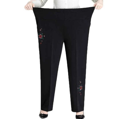 Extra Large Size XL-8XL Middle-aged Women Trousers Autumn New High Waist Elastic Casual Pants Winter Thick Velvet Warm Pants 282