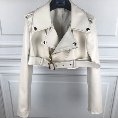 Real Leather Jacket 2022 Autumn Ladies Colorful Genuine Leather Top Short