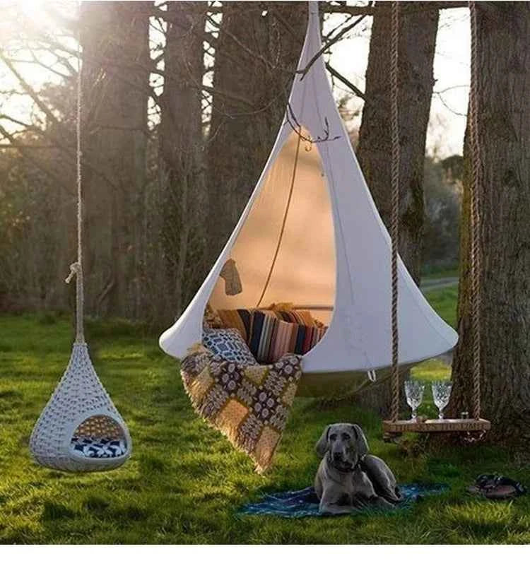 Outdoor Waterproof hammock Double Cacoon Hanging Chair Weight Capacity 80KG Outdoor and Indoor Use - Hanging Kit hanging tent
