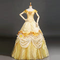 Belle Princess Cosplay Costume Satin Yellow Dress for Women