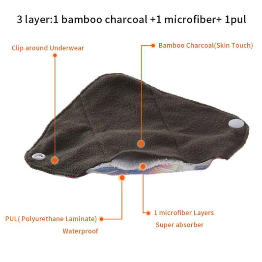 10pcs Reusable Waterproof Bamboo Fiber Pads Menstrual Cloth Sanitary Pads Feminine Maternity Hygiene Panty Liner