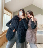 Real Mongolia Sheep Fur Vest - Natural Long Fur Gilet