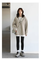 CHIC VEN Korean Autumn Winter Women's Sports Coat Casual Loose V-neck Sweatshirt for Women Thick Warm Tops Office Lady Female