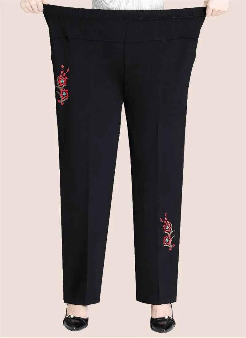 Extra Large Size XL-8XL Middle-aged Women Trousers Autumn New High Waist Elastic Casual Pants Winter Thick Velvet Warm Pants 282