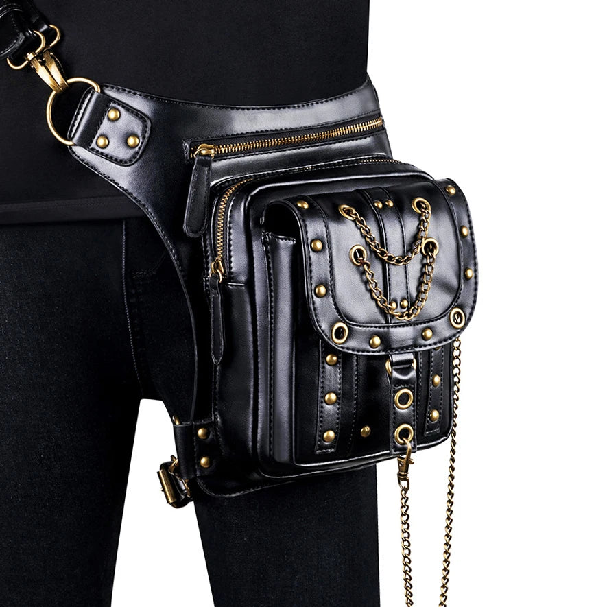 European Brand Design Chain Motorcycle Bags Women Clothing Shoulder Rivet Zipper Jacket Bag Messenger Bag Women Leather Handbags