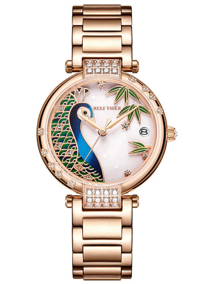 2020 New Reef Tiger/RT Top Brand Elegant Automatic Womens Watch Date Rose Gold Bracelet Watches RGA1587 SS69