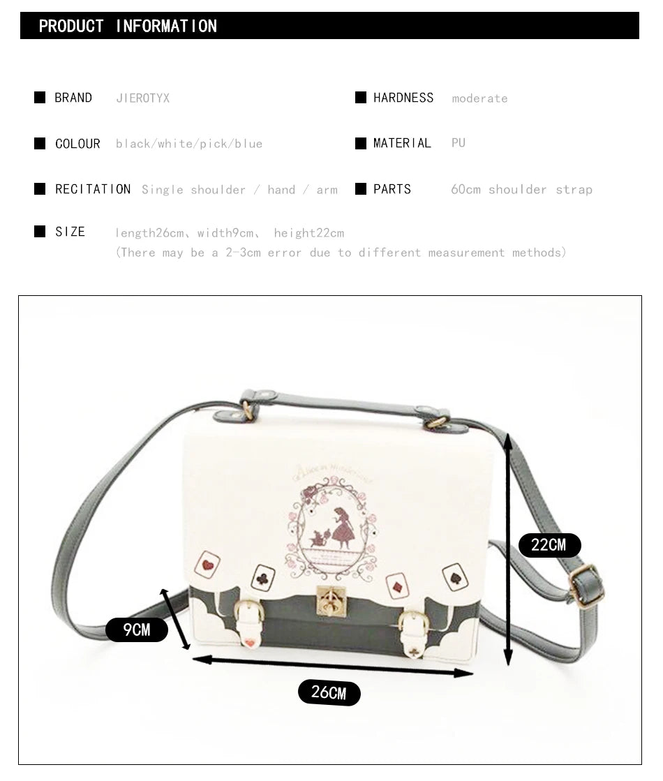 JIEROTYX Women Backpack Girl Alice Bag In Wonderland School Backpack Bag Women Handbags Bag Black Gothic Punk Style Hot Sale
