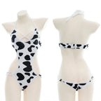 AniLV Cow Print Bikini Set with Maid Apron