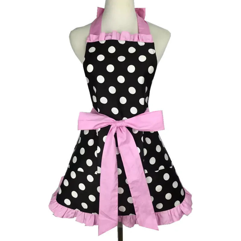 SS69 Cotton Princess Apron for Women, Oilproof Kitchen Cooking Waist Apron