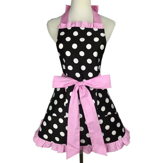 SS69 Cotton Princess Apron for Women, Oilproof Kitchen Cooking Waist Apron