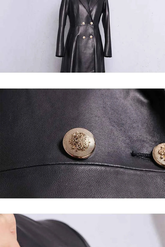 Lautaro Autumn Long Skirted Red Black Faux Leather Trench Coat for Women Double Breasted Elegant Luxury Fashion 4xl 5xl 6xl 7xl