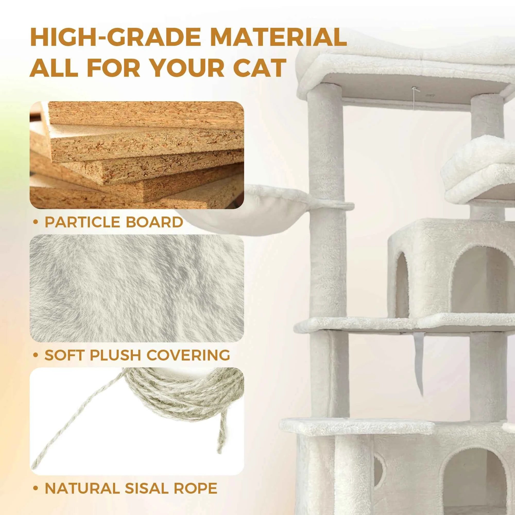 [Low stock] Modern Eco-Friendly Cat Climbing Frame MFD Material Durable Construction 4-Level Design Spacious Perch Hanging Toys Easy Cats