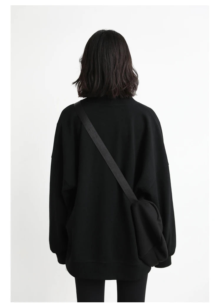 CHIC VEN Korean Autumn Winter Women's Sports Coat Casual Loose V-neck Sweatshirt for Women Thick Warm Tops Office Lady Female