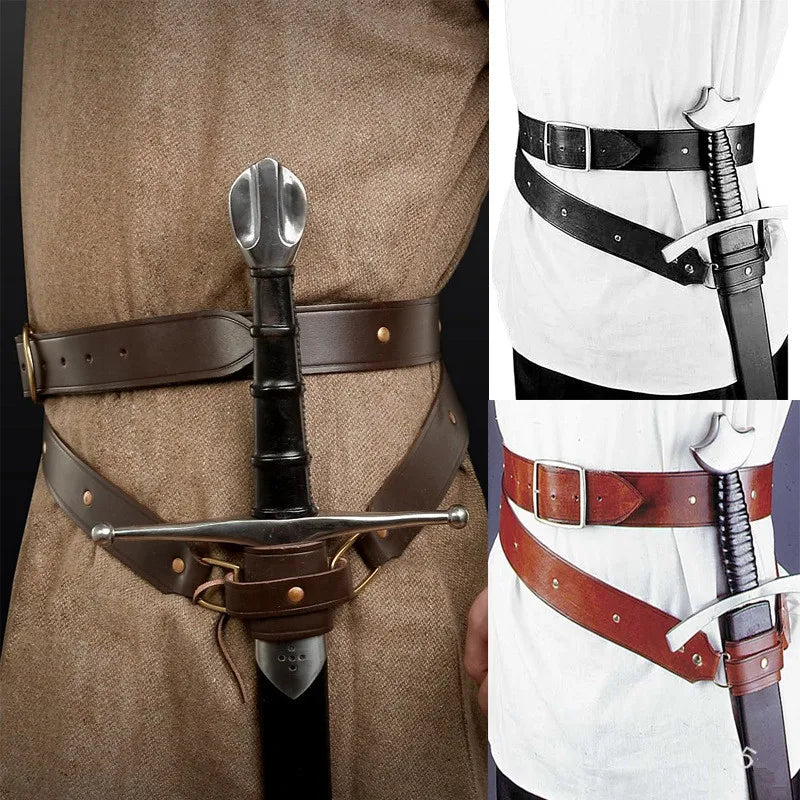 SS69 Medieval Renaissance Sword Holder Adjustable PU Leather Waist Belt