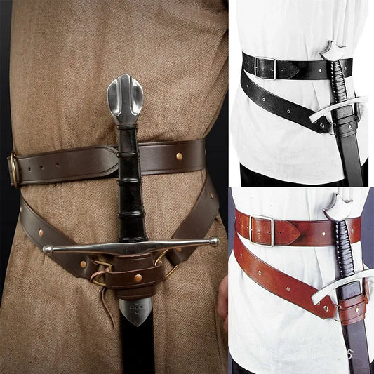 SS69 Medieval Renaissance Sword Holder Adjustable PU Leather Waist Belt