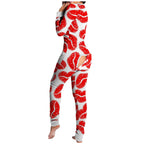 Sexy Women Pajamas Onesies Button-down Buttoned Flap Adults Pyjama Autumn Long Sleeve V-neck Jumpsuit Female Bodysuit Sleepwear