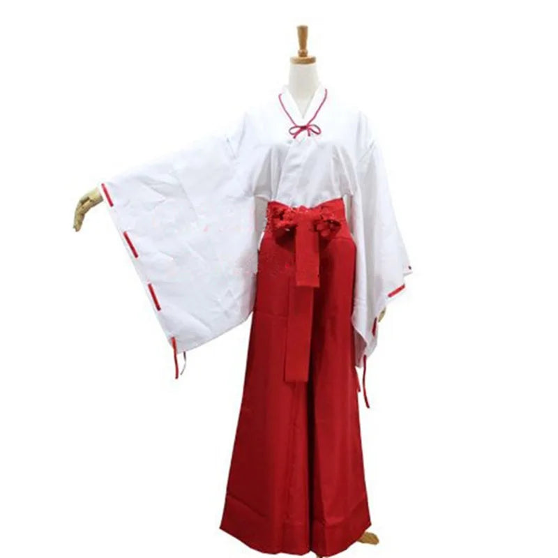 Anime Inuyasha Cosplay Costumes Red Japanese Kimono Higurashi Kagome Kikyo Sesshoumaru for Halloween Party Wigs Free wigcap