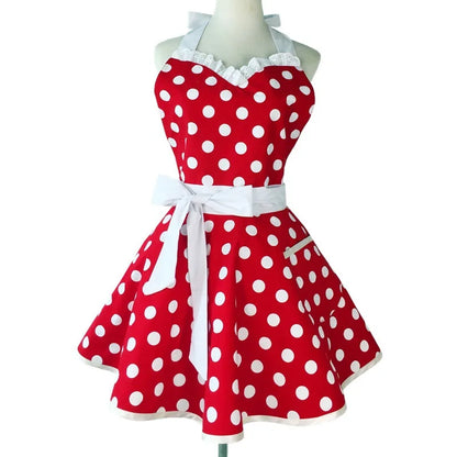 SS69 Cotton Princess Apron for Women, Oilproof Kitchen Cooking Waist Apron