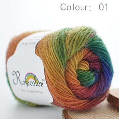 100% Wool Yarn Rainbow Color for Hand Knitting Crochet Plush Thickness Lanas Thread DIY Soft Scarf Shawl Sweater Free Shipping