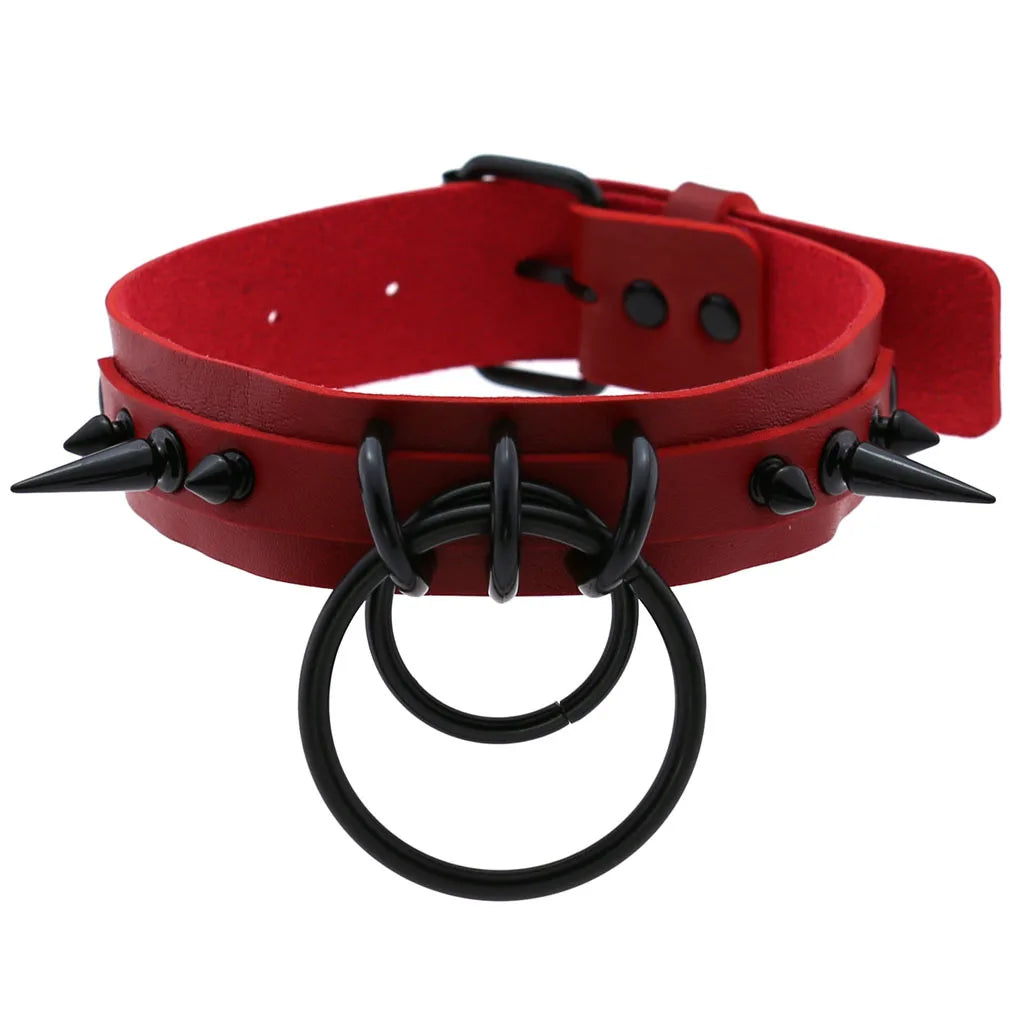 Punk Black Metal Tassel Red Choker Necklace Sexy Spiked Neck Strap Clavicle Collar Men Necklaces Hollween Women Y2K Jeweley Gift SS69 10.69 P011 red