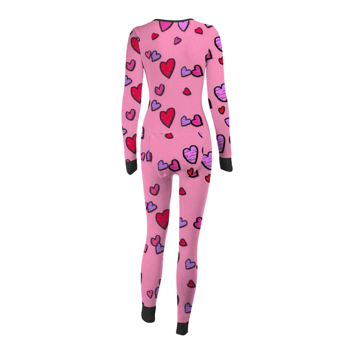 Sexy Women Pajamas Onesies Button-down Buttoned Flap Adults Pyjama Autumn Long Sleeve V-neck Jumpsuit Female Bodysuit Sleepwear