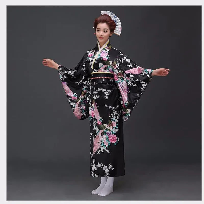 Traditional Japanese Yukata Kimono with Obi - Women's Evening Dress