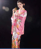Burgundy Traditional Japanese Yukata Kimono Dress for Women Haori Floral  Cosplay Costumes Asian Long Robes Pajamas Clothing