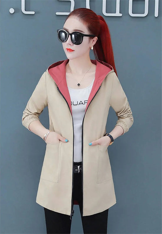 2022 New Spring Autumn Women Jacket Streetwear Hooded Coat Zippers Jackets Windbreakers Female Causal Outerwear 4XL SS69