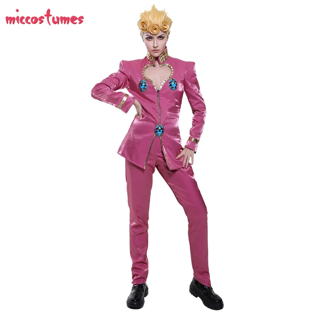 Miccostumes Giorno Giovanna Golden Wind Cosplay Costume PU Leather