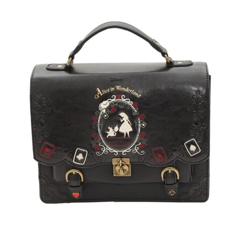 JIEROTYX Women Backpack Girl Alice Bag In Wonderland School Backpack Bag Women Handbags Bag Black Gothic Punk Style Hot Sale