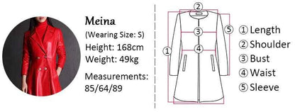 Lautaro Autumn Long Skirted Red Black Faux Leather Trench Coat for Women Double Breasted Elegant Luxury Fashion 4xl 5xl 6xl 7xl