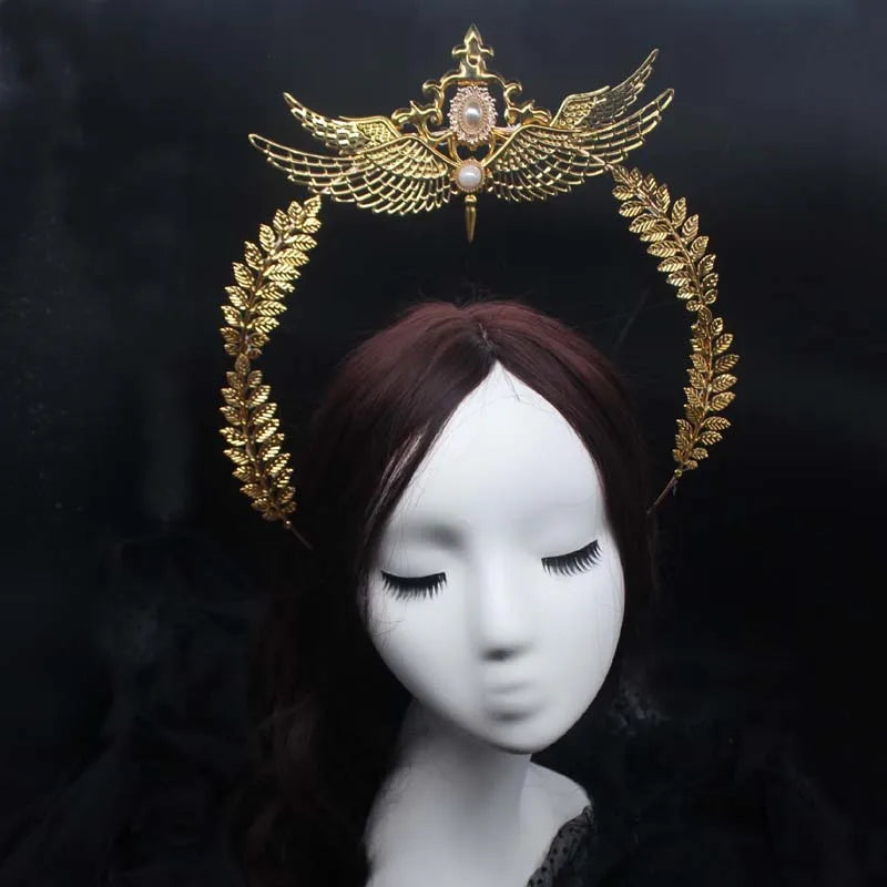 Baroque Gold Halo Headband Tiara - Lolita Vintage Goddess Style