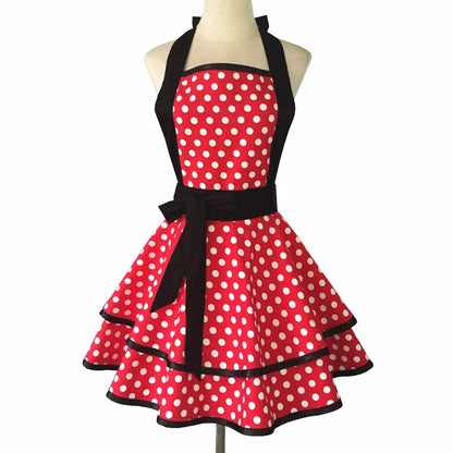 SS69 Cotton Princess Apron for Women, Oilproof Kitchen Cooking Waist Apron